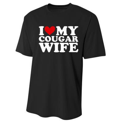 I Love My Cougar Wife I Heart My Cougar Wife Funny Couple Performance Sprint T-Shirt