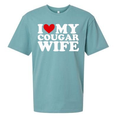 I Love My Cougar Wife I Heart My Cougar Wife Funny Couple Sueded Cloud Jersey T-Shirt