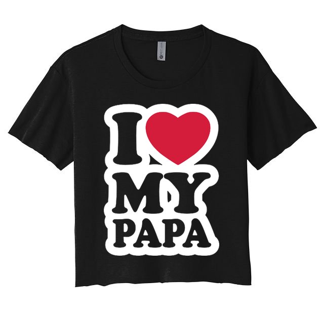 I Love My Papa Retro Crop Top