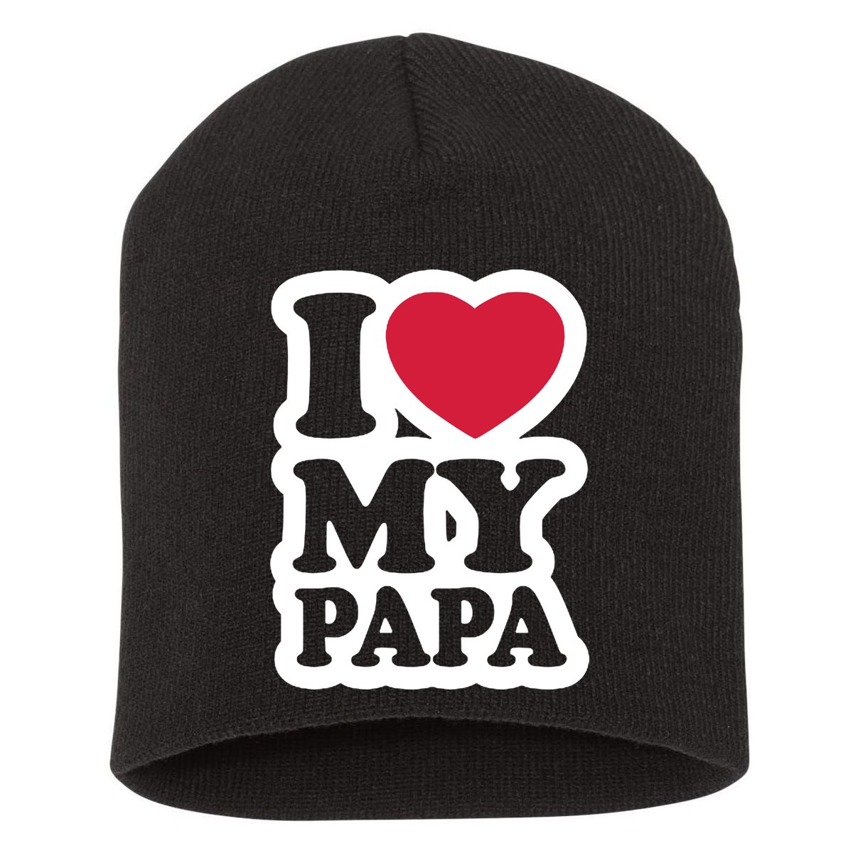 I Love My Papa Retro Short Acrylic Beanie