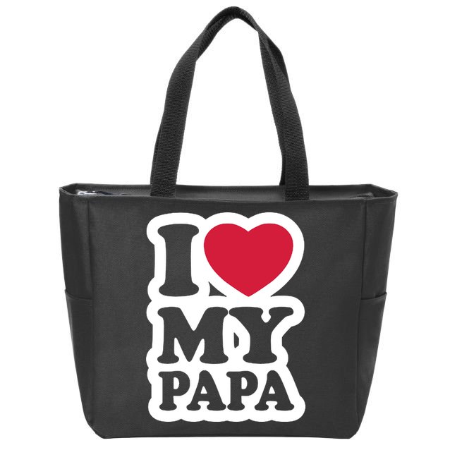 I Love My Papa Retro Zip Tote Bag