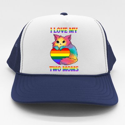 I Love My Two Moms Cute Lgbt Gay Lesbian Kawaii Great Gift Trucker Hat