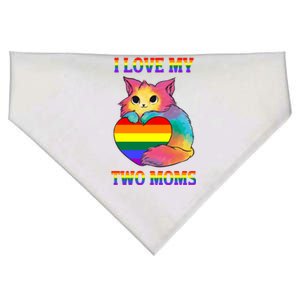 I Love My Two Moms Cute Lgbt Gay Lesbian Kawaii Great Gift USA-Made Doggie Bandana