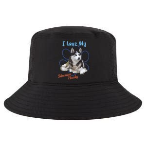 I Love My Siberian Husky Best Dog Lover Paw Print Cool Comfort Performance Bucket Hat