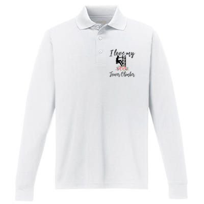 I Love My Tower Climber Funny Tower Climber Wife  Performance Long Sleeve Polo