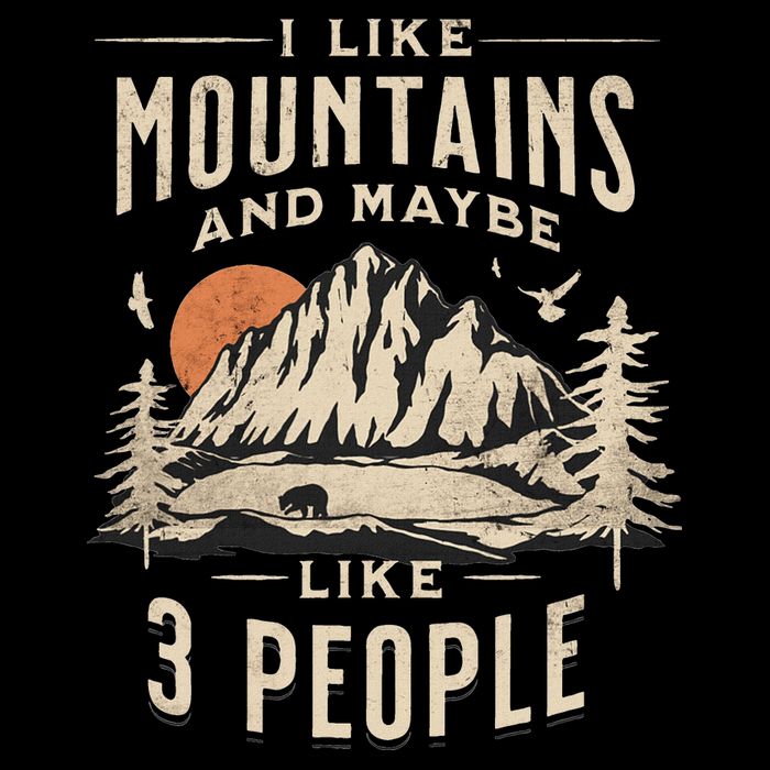 I Like Mountains And Maybe 3 People Vintage Camping Retro Button