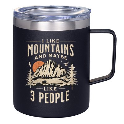 I Like Mountains And Maybe 3 People Vintage Camping Retro 12oz Stainless Steel Coffee Mug
