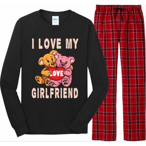 I Love My Friend Teddy Design Bear Cute Couple Gift Long Sleeve Pajama Set