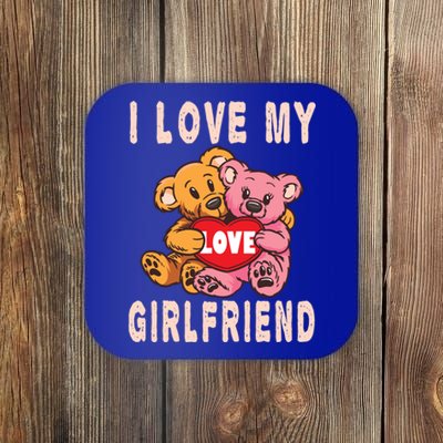 I Love My Friend Teddy Design Bear Cute Couple Gift Coaster