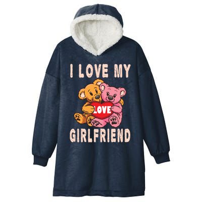 I Love My Friend Teddy Design Bear Cute Couple Gift Hooded Wearable Blanket