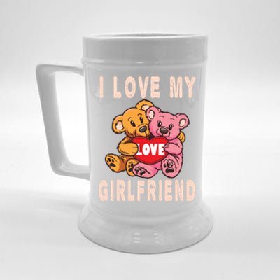 I Love My Friend Teddy Design Bear Cute Couple Gift Beer Stein