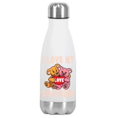 I Love My Friend Teddy Design Bear Cute Couple Gift Stainless Steel Insulated Water Bottle