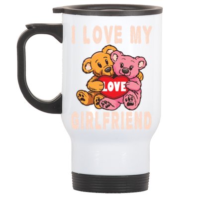 I Love My Friend Teddy Design Bear Cute Couple Gift Stainless Steel Travel Mug