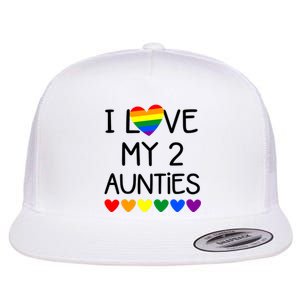 I Love My 2 Aunties Pride Baby Gay Aunt Nephew Niece Flat Bill Trucker Hat