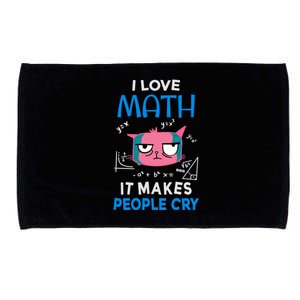 I Love Math It Makes People Cry Gift Funny Moody Cat Cute Gift Microfiber Hand Towel