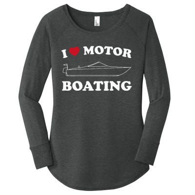 I Love Motor Boating Outfit Motorboat Lover Boater Women's Perfect Tri Tunic Long Sleeve Shirt