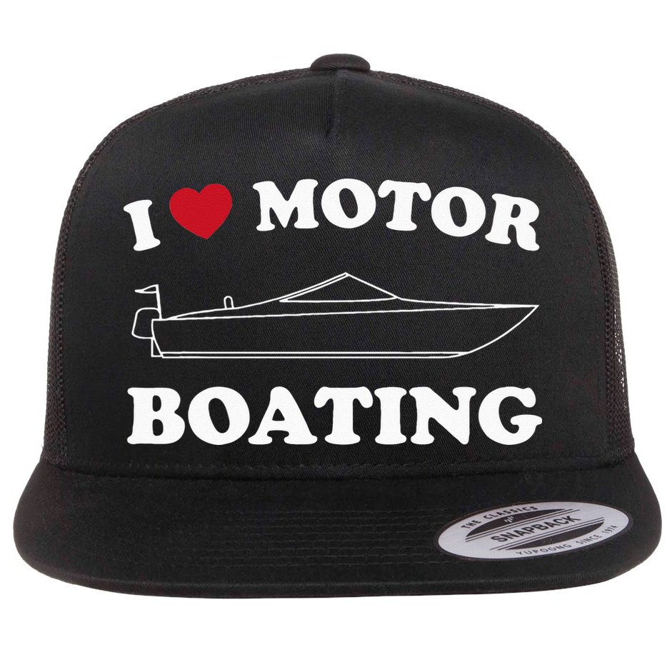 I Love Motor Boating Outfit Motorboat Lover Boater Flat Bill Trucker Hat