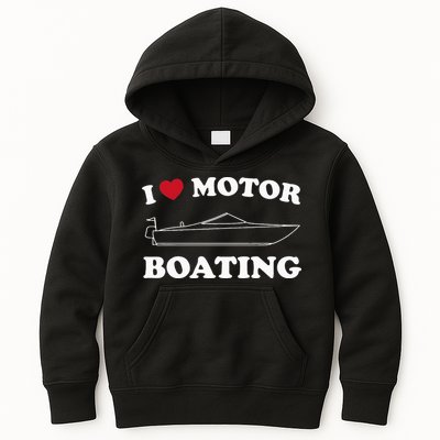 I Love Motor Boating Outfit Motorboat Lover Boater Kids Hoodie