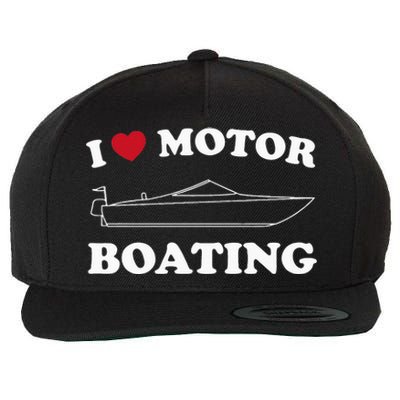 I Love Motor Boating Outfit Motorboat Lover Boater Wool Snapback Cap