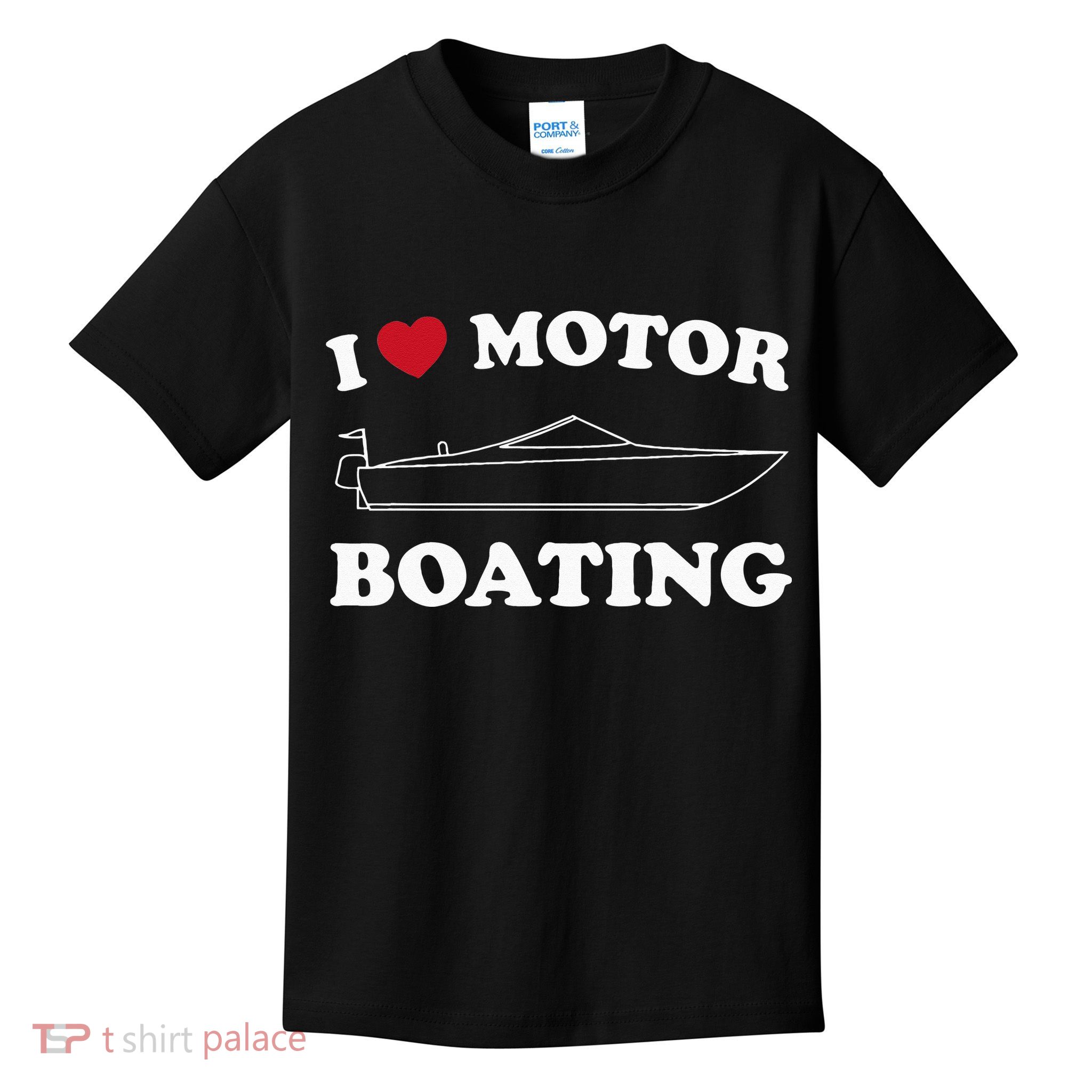 I Love Motor Boating Outfit Motorboat Lover Boater Kids T-Shirt