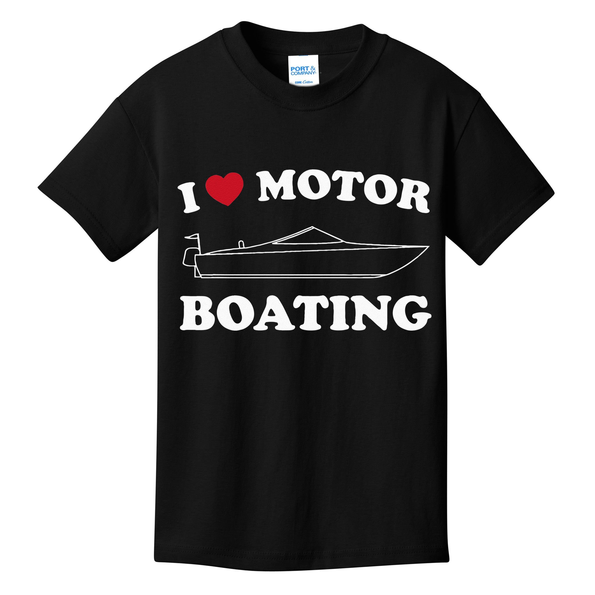 I Love Motor Boating Outfit Motorboat Lover Boater Kids T-Shirt