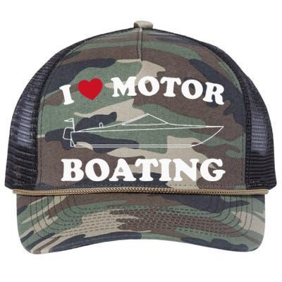 I Love Motor Boating Outfit Motorboat Lover Boater Retro Rope Trucker Hat Cap