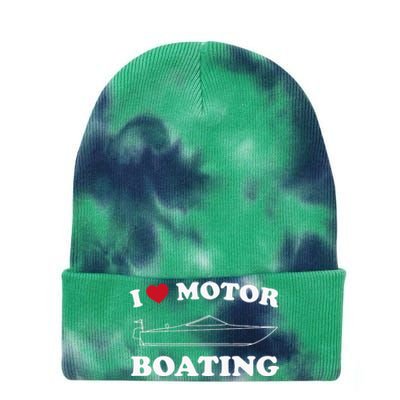 I Love Motor Boating Outfit Motorboat Lover Boater Tie Dye 12in Knit Beanie