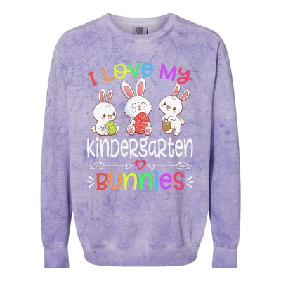 I Love My Kindergarten Bunnies Teacher Easter Day Bunny Egg Colorblast Crewneck Sweatshirt