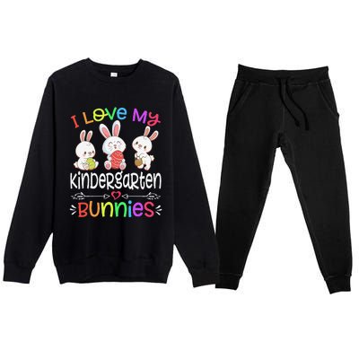 I Love My Kindergarten Bunnies Teacher Easter Day Bunny Egg Premium Crewneck Sweatsuit Set