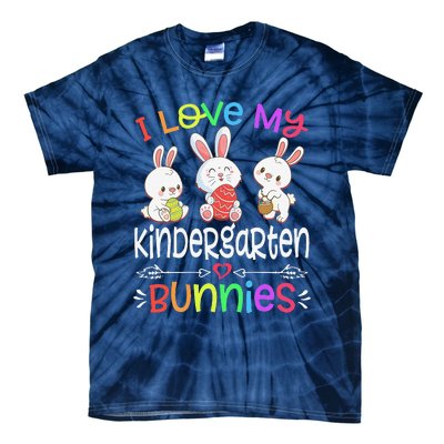 I Love My Kindergarten Bunnies Teacher Easter Day Bunny Egg Tie-Dye T-Shirt