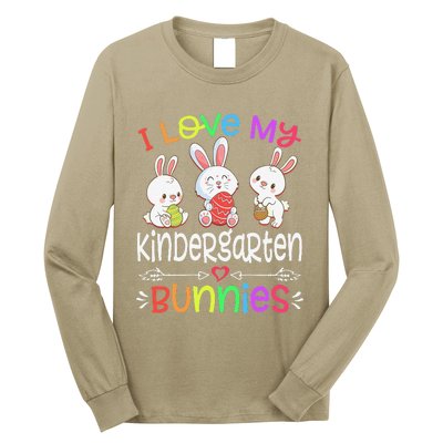 I Love My Kindergarten Bunnies Teacher Easter Day Bunny Egg Long Sleeve Shirt