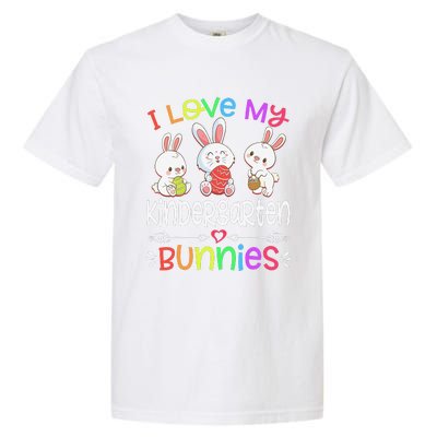 I Love My Kindergarten Bunnies Teacher Easter Day Bunny Egg Garment-Dyed Heavyweight T-Shirt