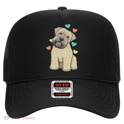 I Love My Soft Coated Wheaten Terrier Dog Valentines Heart High Crown Mesh Back Trucker Hat