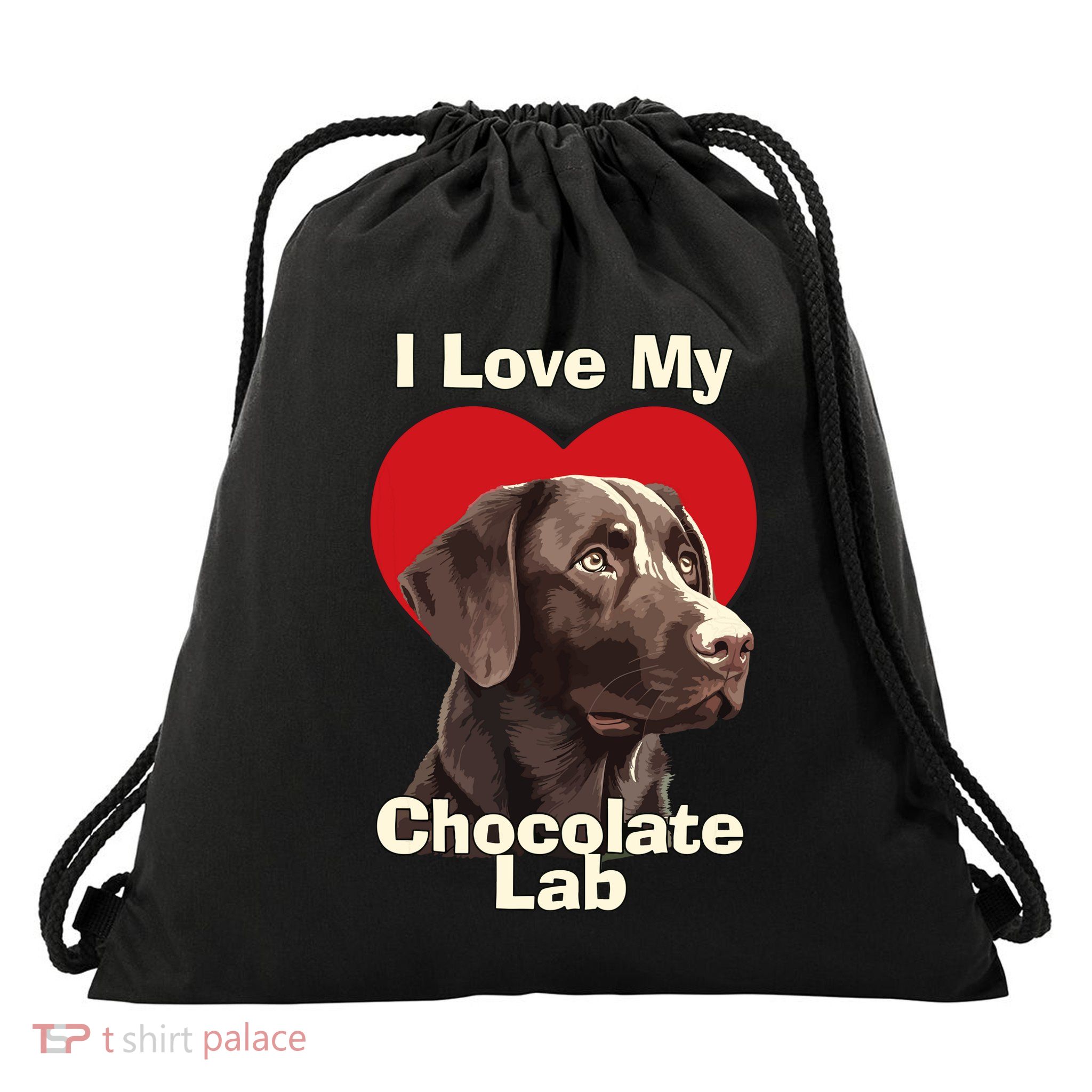 I Love My Chocolate Lab Chocolate Labrador Puppy Dog Drawstring Bag