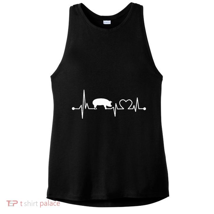 I Love My Pig Heart Valve Ekg Heartbeat Funny Gift Ladies PosiCharge Tri-Blend Wicking Tank