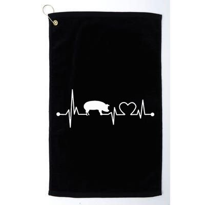I Love My Pig Heart Valve Ekg Heartbeat Funny Gift Golf Towel