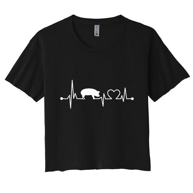 I Love My Pig Heart Valve Ekg Heartbeat Funny Gift Crop Top