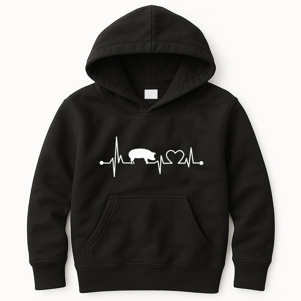 I Love My Pig Heart Valve Ekg Heartbeat Funny Gift Kids Hoodie