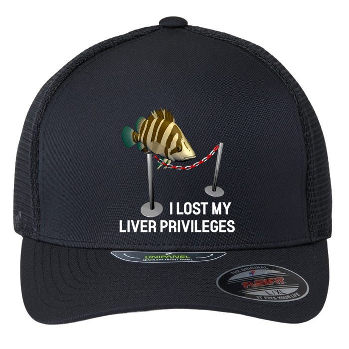 I Lost My Liver Privileges Cursed Fish Funny Fish Meme Flexfit Unipanel Trucker Cap