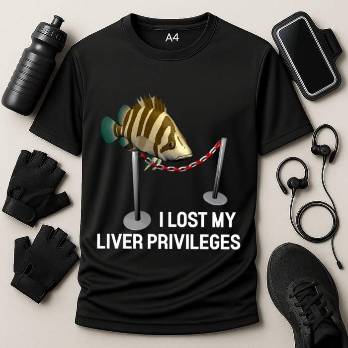 I Lost My Liver Privileges Cursed Fish Funny Fish Meme Cooling Performance Crew T-Shirt