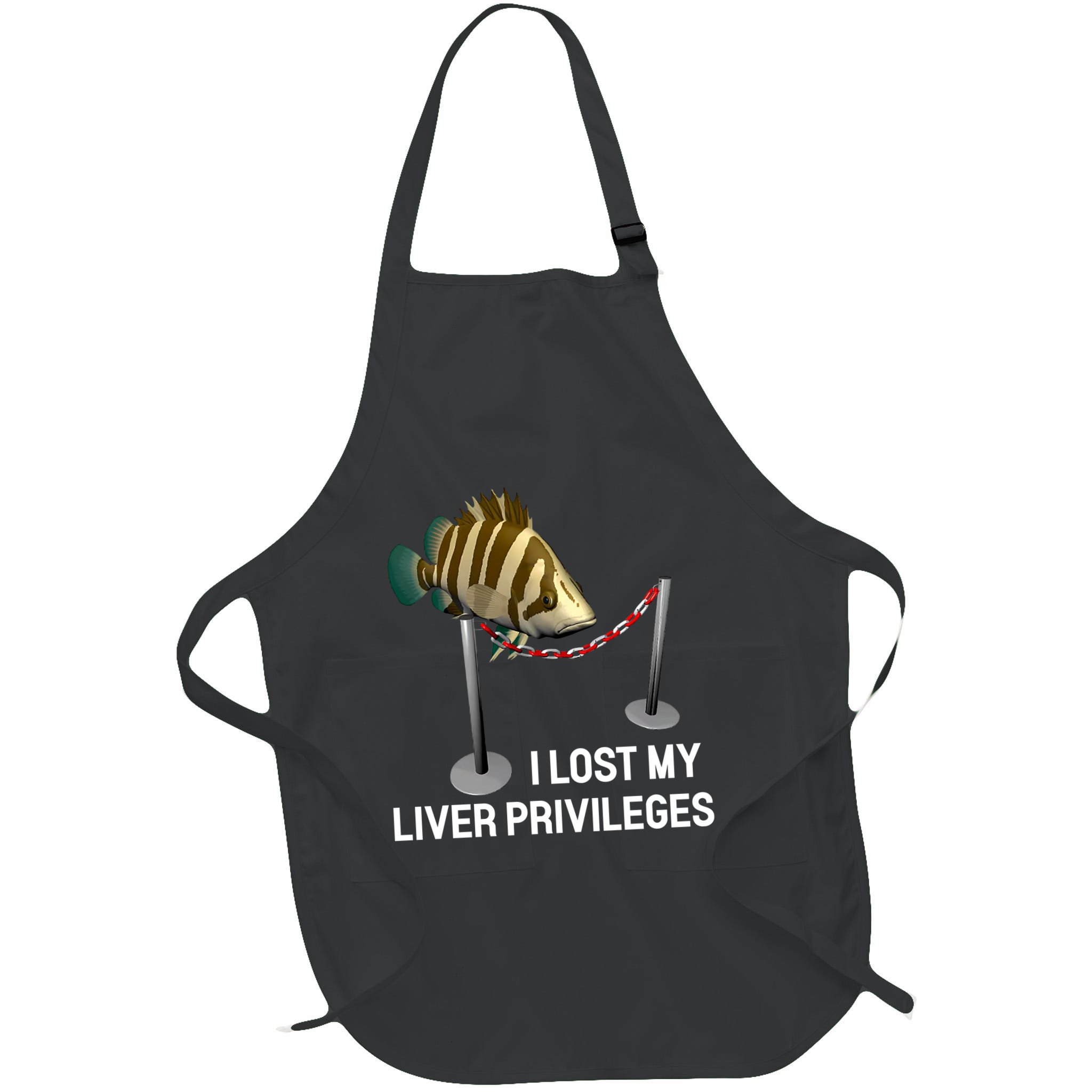 I Lost My Liver Privileges Cursed Fish Funny Fish Meme Apron