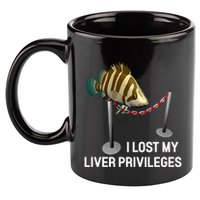I Lost My Liver Privileges Cursed Fish Funny Fish Meme 11oz C Handle Ceramic Mug