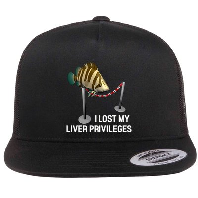 I Lost My Liver Privileges Cursed Fish Funny Fish Meme Flatbill Hat