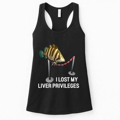 I Lost My Liver Privileges Cursed Fish Funny Fish Meme Womens Tank Top