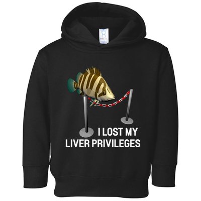 I Lost My Liver Privileges Cursed Fish Funny Fish Meme Toddler Hoodie
