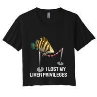 I Lost My Liver Privileges Cursed Fish Funny Fish Meme Women's Crop Top Tee
