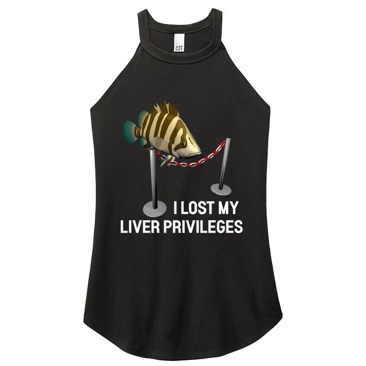I Lost My Liver Privileges Cursed Fish Funny Fish Meme Women's Perfect Tri Rocker Tank
