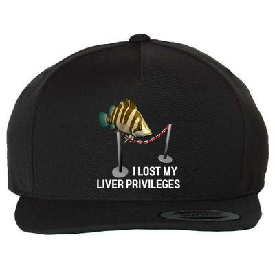 I Lost My Liver Privileges Cursed Fish Funny Fish Meme Wool Snapback Cap