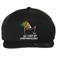 I Lost My Liver Privileges Cursed Fish Funny Fish Meme Wool Snapback Cap