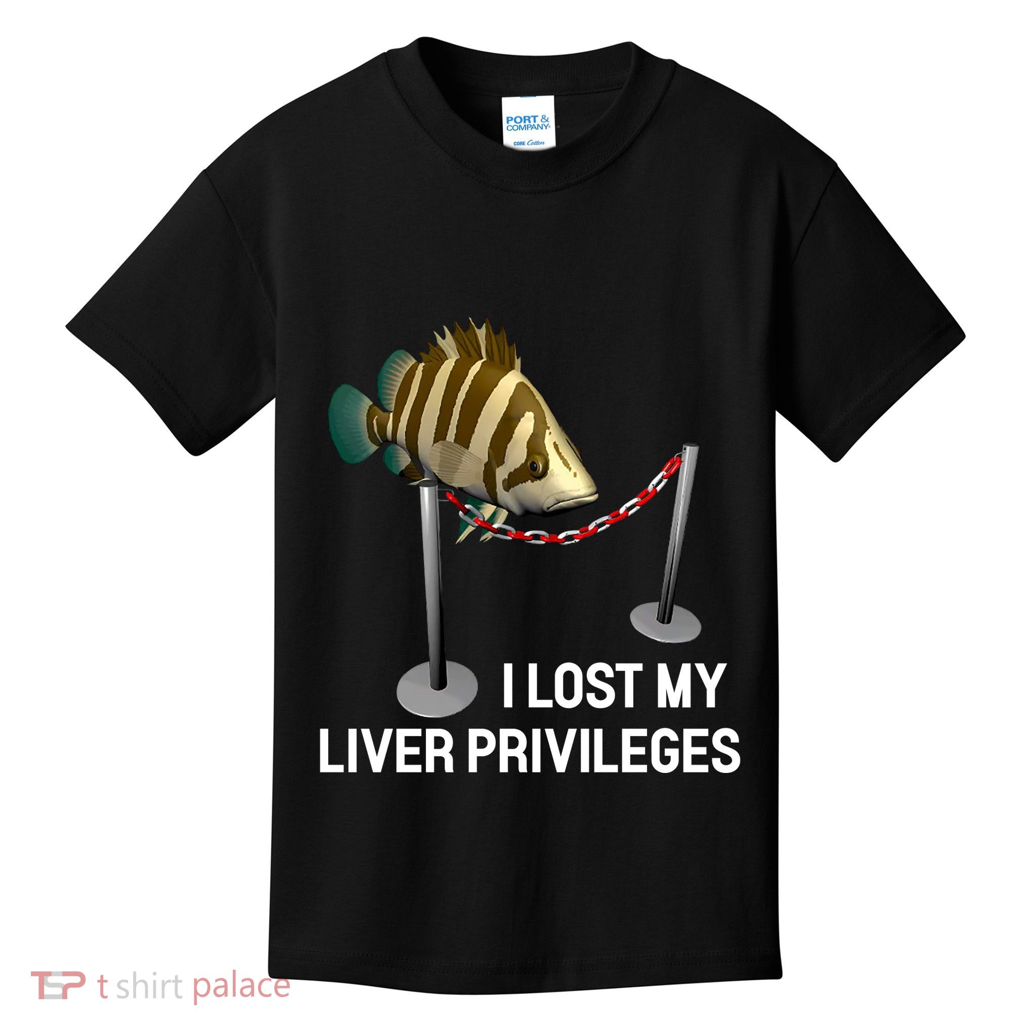 I Lost My Liver Privileges Cursed Fish Funny Fish Meme Kids T-Shirt